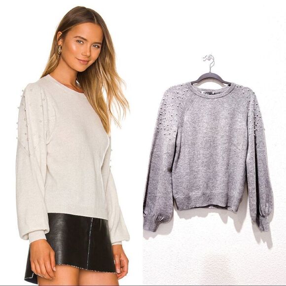 Autumn Cashmere Cashmere pearl Crewneck balloon sleeve Sweater Gray Size S - Picture 1 of 15